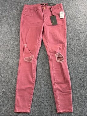 Refuge Womens Comfort
Distressed Destroyed Skin Tight
Leggings Berry Size 8 NWT